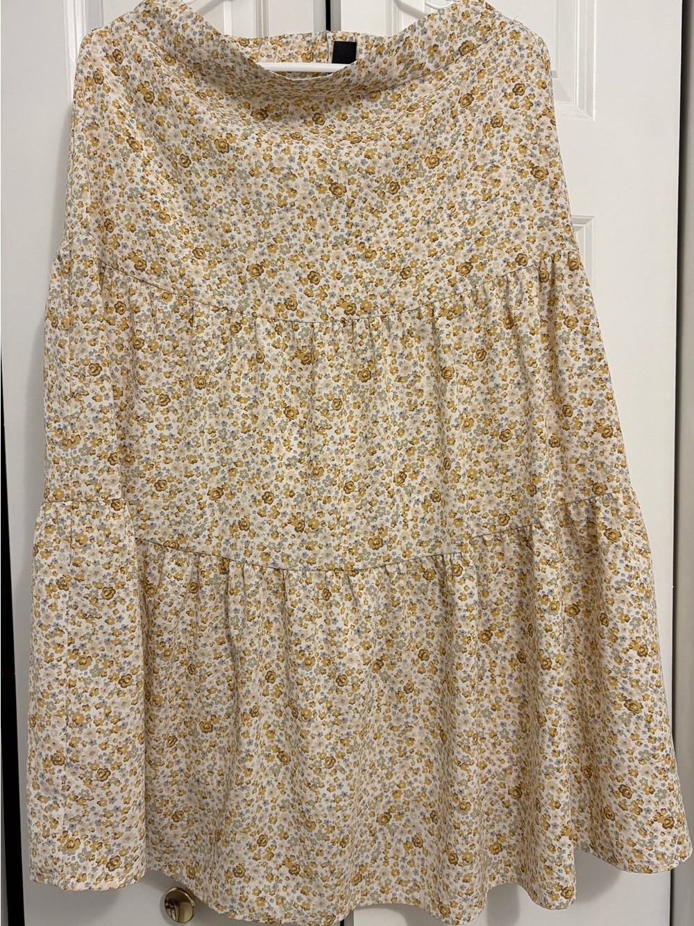 Maxi Skirt in White and Mustard Floral Print - Picture 1 of 3